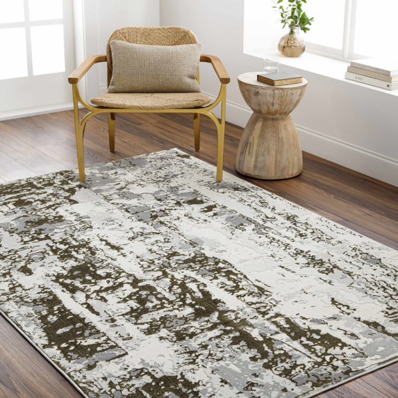 Hauteloom Junko Living Room, Bedroom Area Rug - Contemporary - Light Gray - 5'3" x 7'