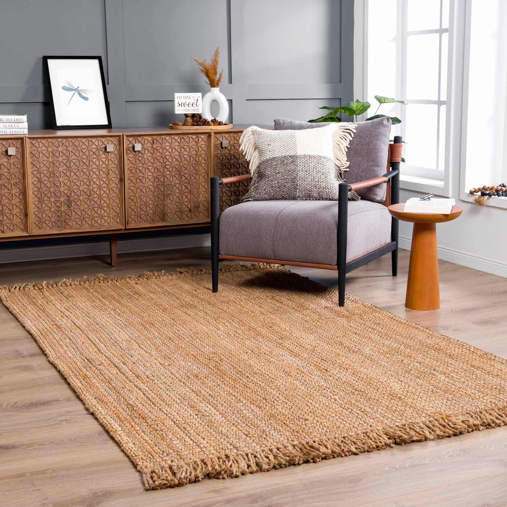SAFAVIEH Natural Fiber Aletha Solid Jute Area Rug, Ivory/Light Brown, 8 ...