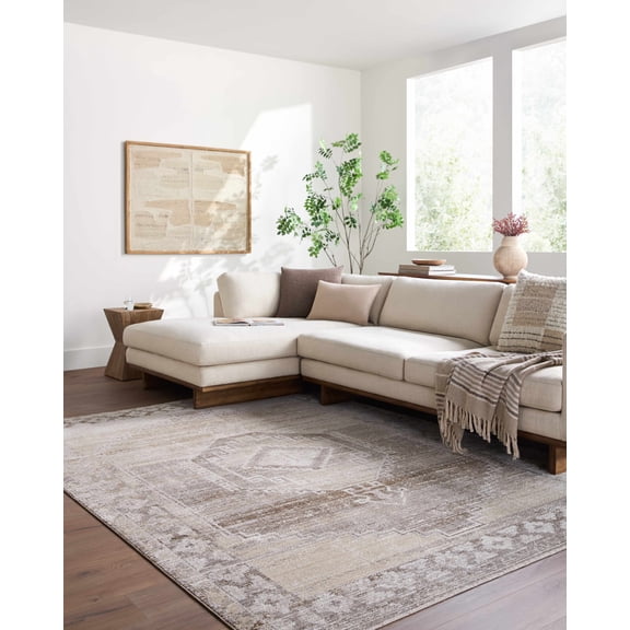 Hauteloom Kailey Living Room, Bedroom Area Rug - Traditional - Light Gray, Taupe, Off White - 7'10" x 10'2"