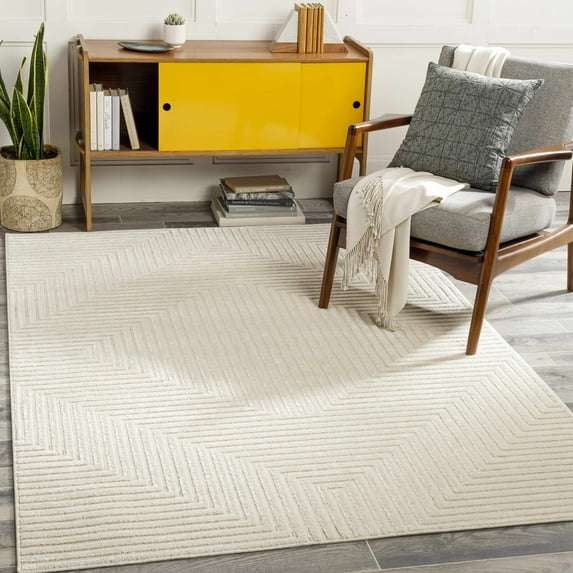 Hauteloom Kaligutan Living Room, Bedroom Area Rug - Contemporary - Cream, Beige - 9'2" x 12'