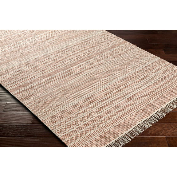 Hauteloom Kalinga Wool Living Room, Bedroom Area Rug - Farmhouse - Rust, Cream - 5' x 8'