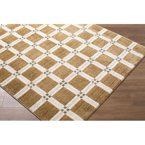Hauteloom Kalkin Living Room, Bedroom Area Rug - Contemporary - Caramel, Ivory, Sage - 5'3" x 7'