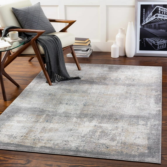 Hauteloom Kallangur Living Room, Bedroom Area Rug - Contemporary - Light Slate, Charcoal, Beige - 8'10" x 12'