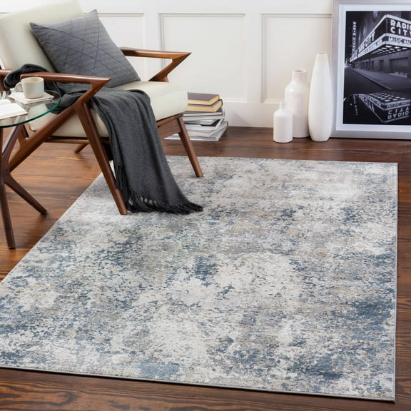 Hauteloom Kanahooka Living Room, Bedroom Area Rug - Contemporary - Charcoal, LightSlate, DarkBlue - 18" Sample