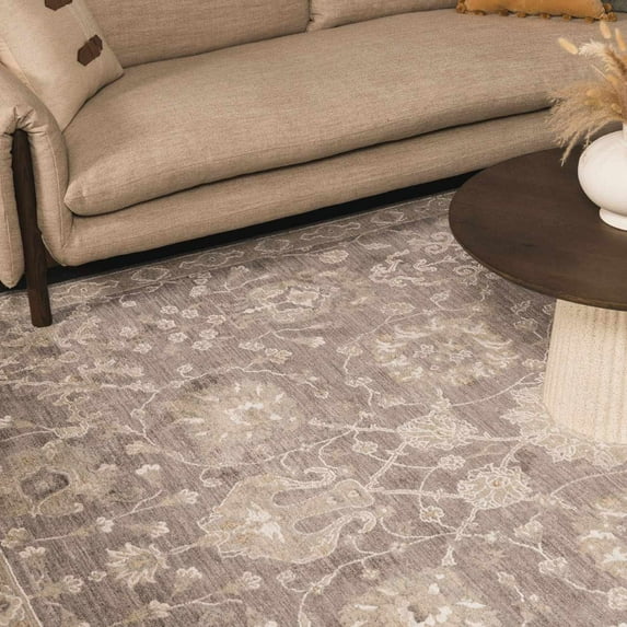 Hauteloom Kanimbla Living Room, Bedroom Area Rug - Traditional - Fume, Gray, Medium Gray - 7'10" x 10'3"