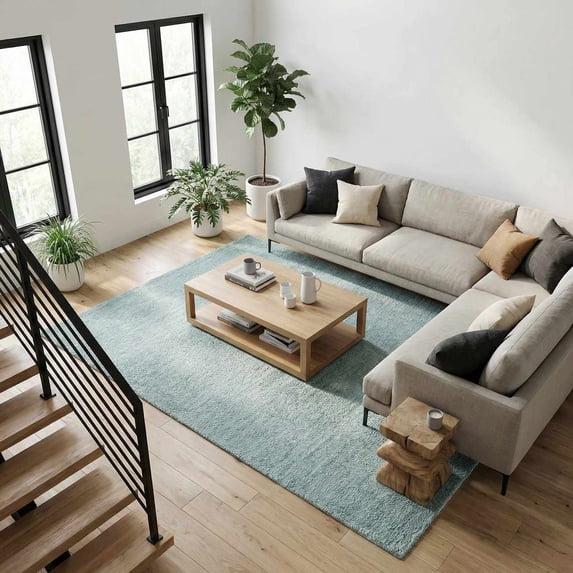 Hauteloom Kanuha Wool Living Room, Bedroom Machine Washable Area Rug - Contemporary - High Pile - Sage - 8' x 10'