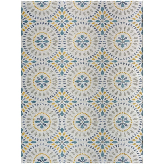 Hauteloom Karin Living Room, Bedroom Patio Outdoor Area Rug - Coastal - Light Gray - 5'2" x 7'