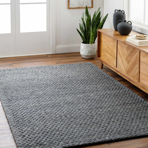 Hauteloom Kassa Wool Living Room, Bedroom Area Rug - Traditional, Transitional - Smoke - 9' x 12'