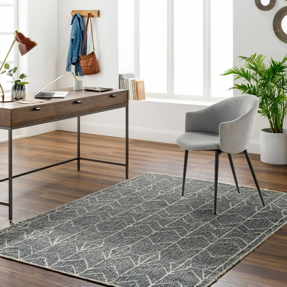 Hauteloom Kate Jute Living Room, Bedroom Area Rug - Contemporary - Black, Ivory, Gray - 18" Sample