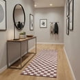 thumbnail image 1 of Hauteloom Kaysar Hallway, Kitchen Machine Washable Runner Rug - Square Piles, Checkered - White, Medium Brown - 2'7" x 10', 1 of 12