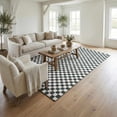 thumbnail image 1 of Hauteloom Kaysar Living Room, Bedroom Machine Washable Area Rug - Square Piles, Checkered - White, Petrol Blue - 9'2" x 12', 1 of 12