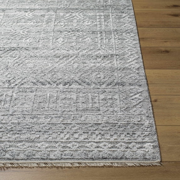 Hauteloom Kazi Recycled Material Living Room, Bedroom Area Rug - Gray, Black, White - 9' x 12'