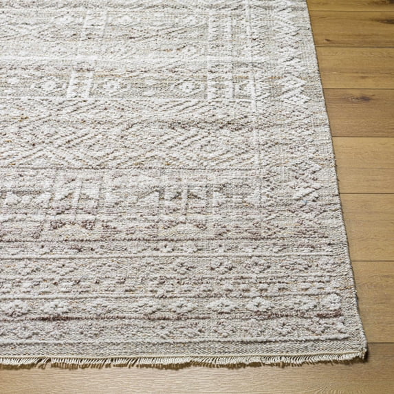 Hauteloom Kazi Recycled Material Living Room, Bedroom Area Rug - Gray, White, Brown - 10' x 14'