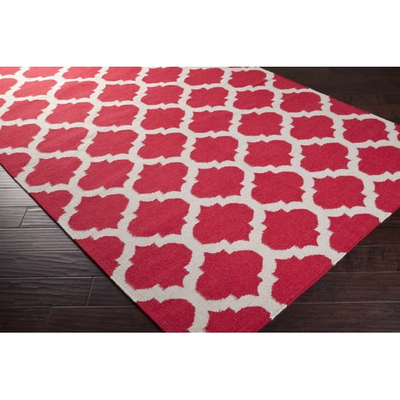 Hauteloom Keeseville Wool Living Room, Bedroom Area Rug - Transitional - Red, Medium Gray - 2' x 3'