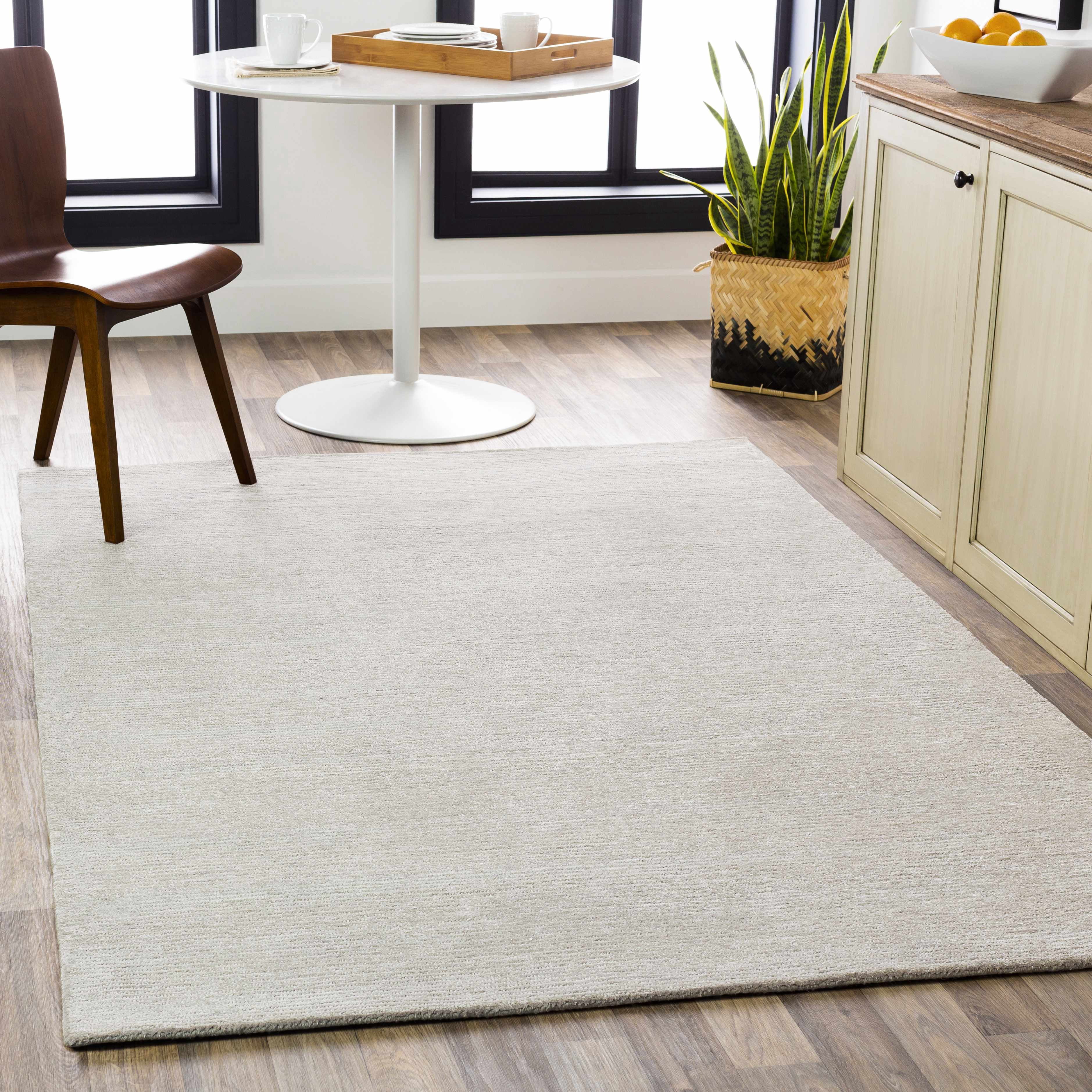 Hauteloom Keller Wool Living Room, Bedroom Area Rug - Solid & Border ...