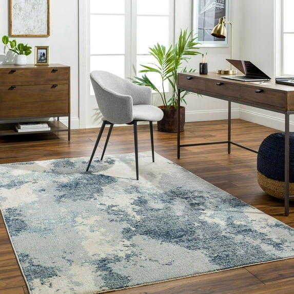 Hauteloom Keme Living Room, Bedroom Area Rug - Contemporary - Silver, Charcoal, Smoke - 7'10" Round