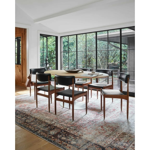 Hauteloom Kemer Machine Washable Area Rug for Living Room, Vintage Distressed Faded - Oriental Bohemian Floral Carpet - Pet Friendly - Terra Cotta, Brick Red, Dark Blue - 5'3" x 7'