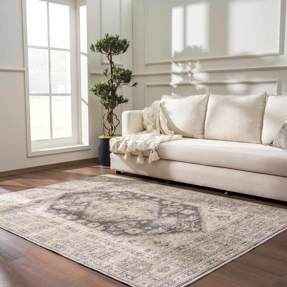 Hauteloom Keola Hallway, Kitchen Machine Washable Runner Rug - Farmhouse - Black,Peach,Light Brown - 2'7" x 7'10"