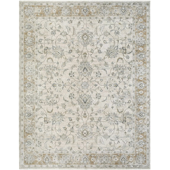 Hauteloom Kerem Living Room, Bedroom Area Rug - Traditional - LightGray, Cream, MediumBrown - 18" x 18" Sample