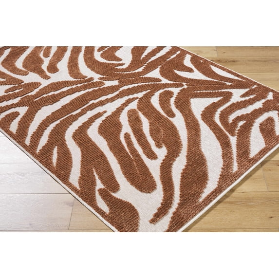 Hauteloom Keto Living Room, Bedroom Machine Washable Area Rug - Contemporary - Brown, Off White - 5' x 7'2"