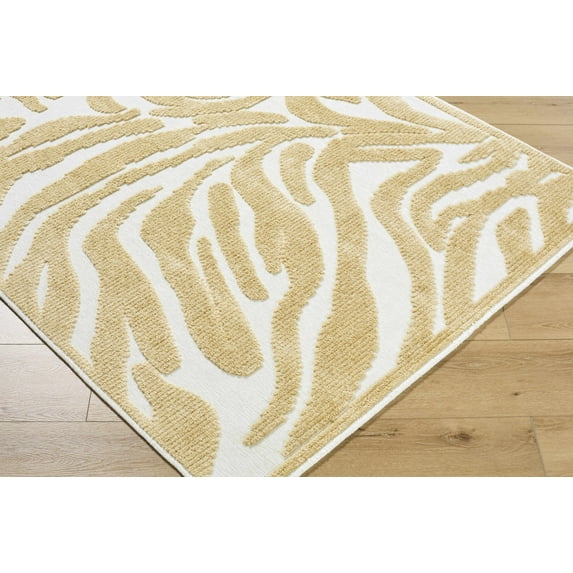 Hauteloom Keto Living Room, Bedroom Machine Washable Area Rug - Contemporary - White, Mustard - 3'3" x 5'