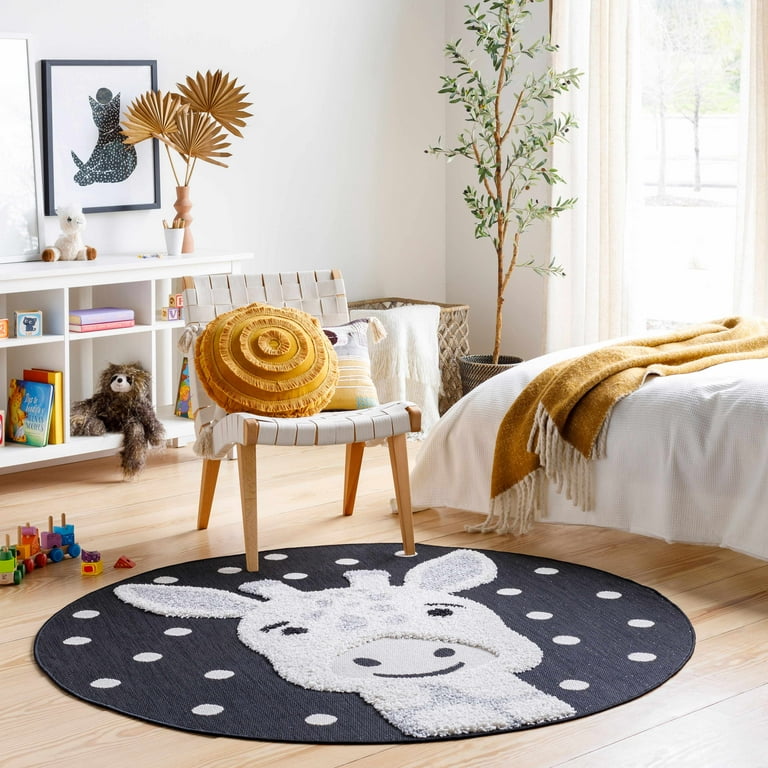 Hauteloom Kids Room, Nursery Round Area Rug Outdoor Patio Safe