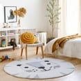 thumbnail image 1 of Hauteloom Kids Room, Nursery Round Area Rug - Outdoor Patio Safe - Animal Baby Lion Playroom Carpet - Beige, Gray, Black, Cream - 3'11", 1 of 12