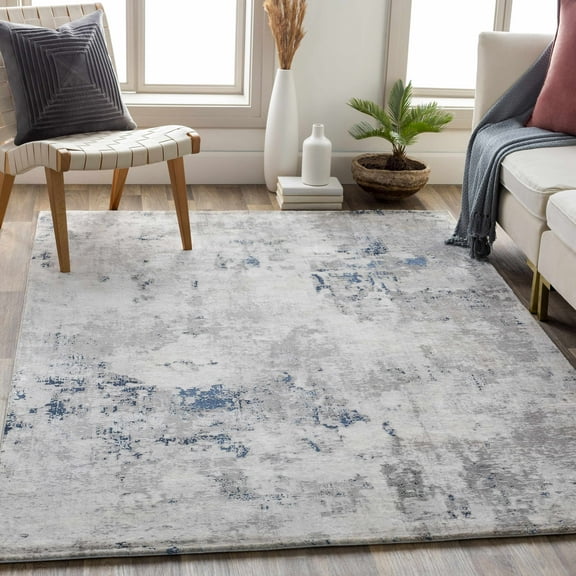 Hauteloom Killara Living Room, Bedroom Area Rug - Contemporary - Charcoal, LightGray, Blue - 18" Sample