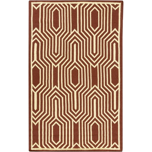 Hauteloom Kinghorn Wool Living Room, Bedroom Area Rug - Contemporary - Cream, Rust - 8' x 11'