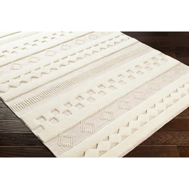 Hauteloom Knapp Wool Living Room, Bedroom Area Rug - Bohemian/Global - Pale Pink, Cream, Ivory - 3' x 5'
