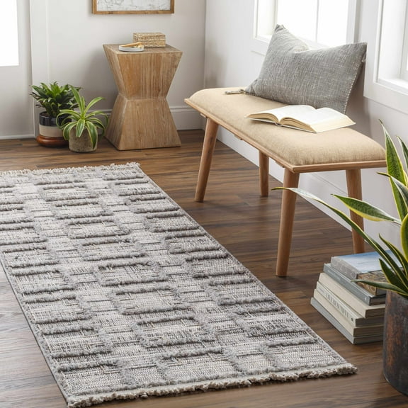 Hauteloom Knocklyon Hallway, Kitchen Runner Rug - High Pile - Gray, Beige - 2'7" x 7'3"