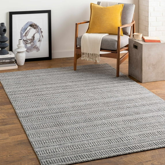 Hauteloom Koyulhisar Recycled Material Living Room, Bedroom Area Rug - Contemporary - Gray, Charcoal, Light Slate - 8' x 10'