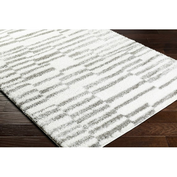 Hauteloom Kuron Living Room, Bedroom Area Rug - Contemporary - Plush Pile - Off White - 18" x 18" Sample