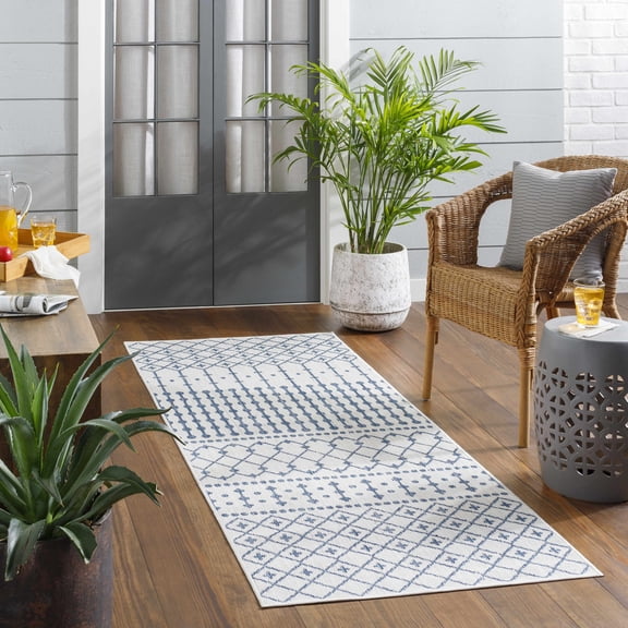 Hauteloom Lali Hallway, Kitchen Runner Rug - Gray, Blue - 2'7" x 7'3"