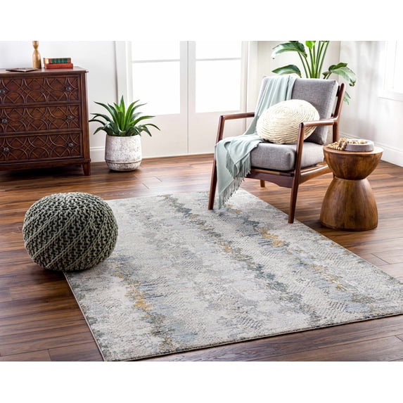 Hauteloom Lalo Living Room, Bedroom Area Rug - Ivory, Gray, Green - 2'7" x 4'