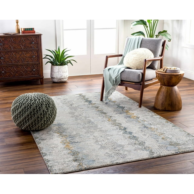 Hauteloom Lalo Living Room, Bedroom Area Rug - Ivory, Gray, Green - 2' x 3'