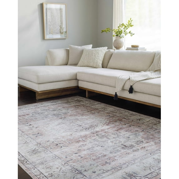 Hauteloom Laran Living Room, Bedroom Machine Washable Area Rug - Farmhouse - 5'3" x 7'7"