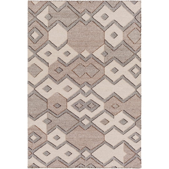 Hauteloom Latonia Wool Living Room, Bedroom Area Rug - Bohemian/Global - Ivory, Tan, Rust - 2' x 3'