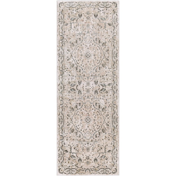 Hauteloom Laughlin Hallway, Kitchen Runner Rug - Bohemian Traditional Oushak Style - Vintage Floral - Green, Cream, Blush - 2'7" x 10'
