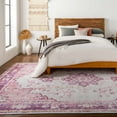 thumbnail image 1 of Hauteloom Laureldale Oriental Living Room, Bedroom, Girl Room Area Rug - Bohemian, Boho Medallion - Vintage Distressed - Low Pile Carpet - Pink, Purple, Grey, Yellow - 6'7" x 8'10", 1 of 14