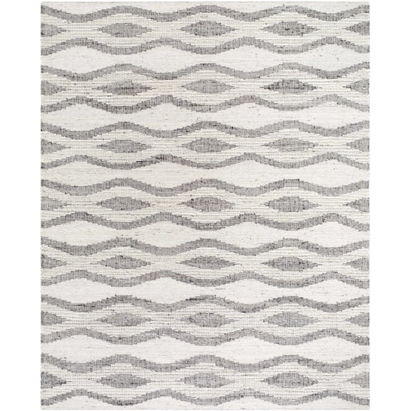 Hauteloom Xikuz Wool Living Room, Bedroom Area Rug - Abstract Striped Swirl - Bohemian Transitional Modern - Cream, Gray, Off - 2' x 3'