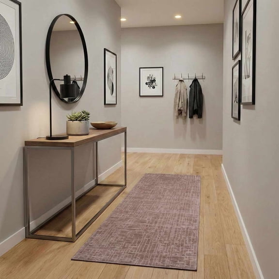 Hauteloom Leanna Hallway, Kitchen Machine Washable Runner Rug - Neutral Abstract Solid - Brown - 2'7" x 7'3"