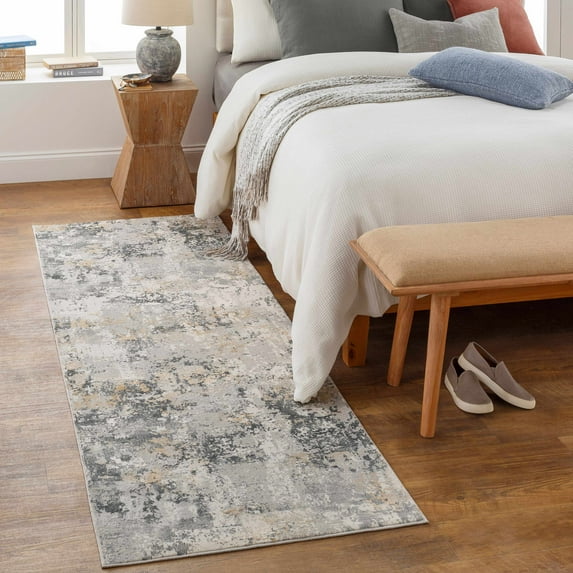 Hauteloom Lenzburg Hallway, Kitchen Runner Rug - Modern - Gray - 2'7" x 7'7"