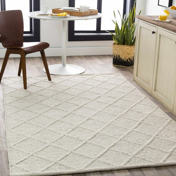 Hauteloom Likely Wool Living Room, Bedroom Area Rug - Contemporary - White - 12' x 15'
