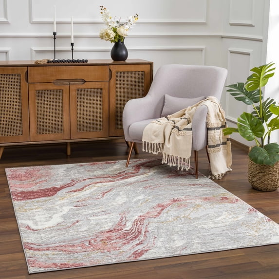 Hauteloom Liverpool Living Room, Bedroom Area Rug - Contemporary - Off White, Medium Gray, Light Gray - 2'7" x 4'