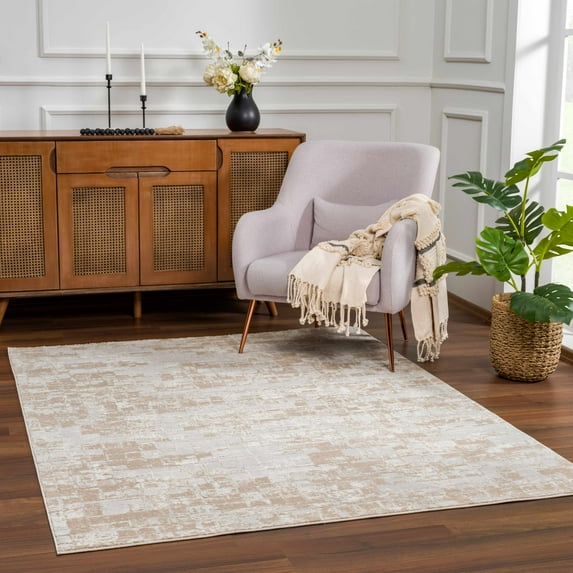 Hauteloom Liverpool Living Room, Bedroom Area Rug - Farmhouse - Ivory, Off White, Peach - 2'7" x 4'