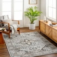 thumbnail image 1 of Hauteloom Liverpool Traditional Medallion Bedroom Living Room Area Rug - Oriental Carpet - Vintage Bohemian Farmhouse - Black, Light Grey, Dark Gray - 5'3" x 7', 1 of 18