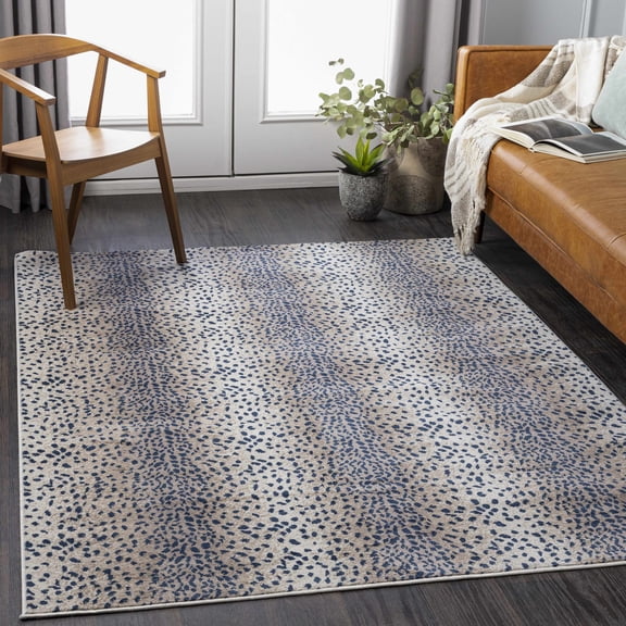 Hauteloom Livingston Living Room, Bedroom Area Rug - Contemporary - Navy, Tan, Ivory - 5'3" x 7'1"