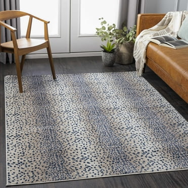 Hauteloom Livingston Living Room, Bedroom Area Rug - Contemporary - Navy, Tan, Ivory - 7'10" x 10'