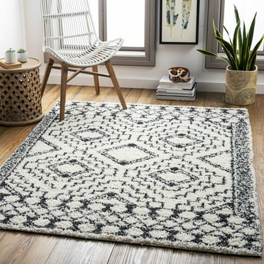 Hauteloom Lloydminster Living Room, Bedroom Area Rug - Plush Pile - Beige, Black - 5'3" x 7'